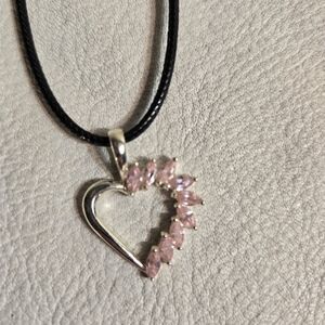 Marsala sterling Silver Pink Crystal Heart Pendant 925 Love